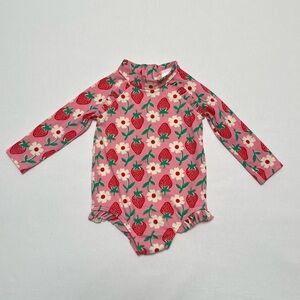 Boden baby girl strawberry swimsuit, 6-9m